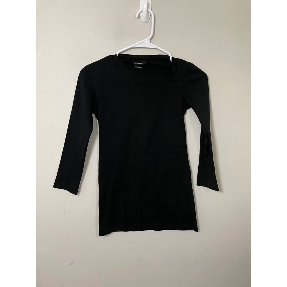 Isabel Marant Black‎ Asymmetric Neck Long Sleeve Top Size Small Quiet Luxury